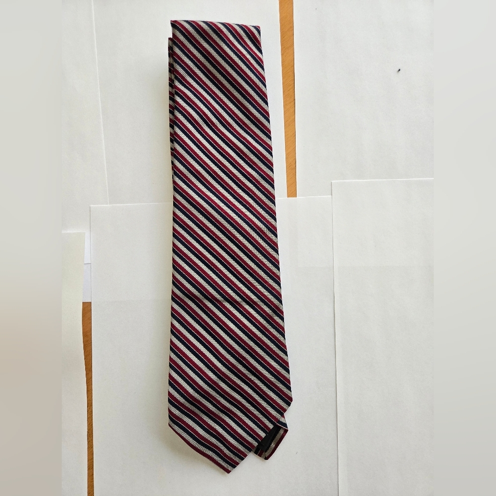 Robert Talbott Red and Navy Diagonal Stripe Tie